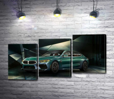 Модульная картина "Зеленый автомобиль BMW Concept M8 Gran Coupe"
