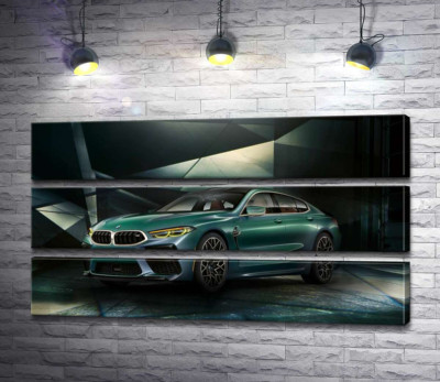 Модульная картина "Зеленый автомобиль BMW Concept M8 Gran Coupe"