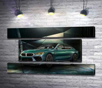 Модульна картина "Зелений автомобіль BMW Concept M8 Gran Coupe"