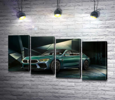 Модульная картина "Зеленый автомобиль BMW Concept M8 Gran Coupe"