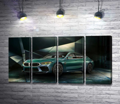 Модульна картина "Зелений автомобіль BMW Concept M8 Gran Coupe"