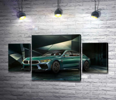 Модульная картина "Зеленый автомобиль BMW Concept M8 Gran Coupe"