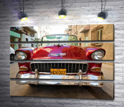 Модульна картина "Червоний ретро автомобіль Chevrolet Nomad 1955 V8"