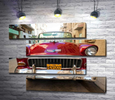 Модульна картина "Червоний ретро автомобіль Chevrolet Nomad 1955 V8"