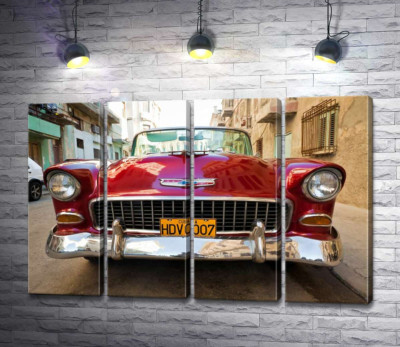 Червоний ретро автомобіль Chevrolet Nomad 1955 V8