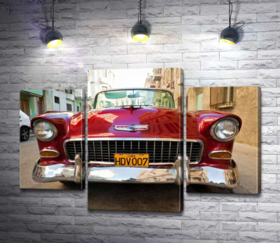 Модульна картина "Червоний ретро автомобіль Chevrolet Nomad 1955 V8"