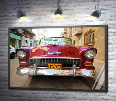 Постер "Червоний ретро автомобіль Chevrolet Nomad 1955 V8"