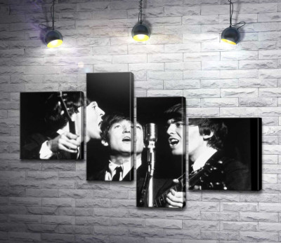 Модульная картина "Архивная фотография выступления группы Beatles"