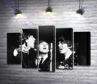 Модульная картина "Архивная фотография выступления группы Beatles"