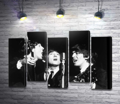 Модульная картина "Архивная фотография выступления группы Beatles"