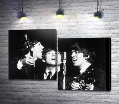 Модульная картина "Архивная фотография выступления группы Beatles"