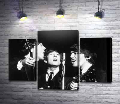 Модульная картина "Архивная фотография выступления группы Beatles"
