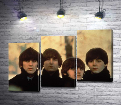 Модульная картина "Архивная фотография группы Beatles на улице"