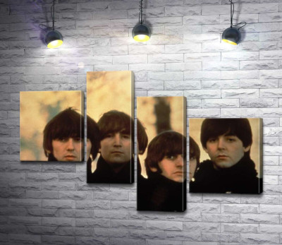 Модульная картина "Архивная фотография группы Beatles на улице"
