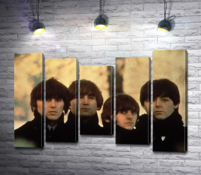 Модульная картина "Архивная фотография группы Beatles на улице"