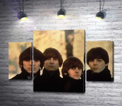 Модульная картина "Архивная фотография группы Beatles на улице"