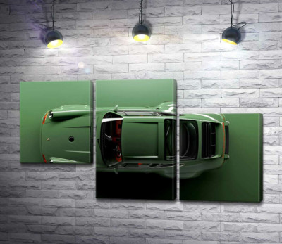 Модульна картина " Зелений Porsche 911, вид зверху"