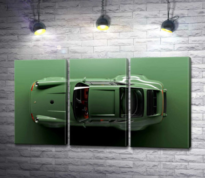  Зелёный Porsche 911, вид сверху