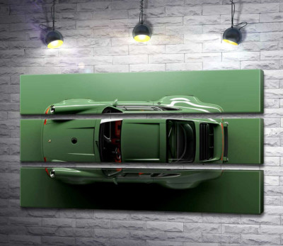 Модульна картина " Зелений Porsche 911, вид зверху"