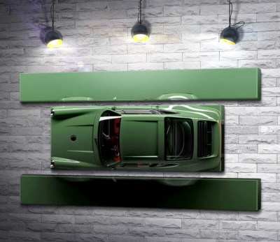 Модульна картина " Зелений Porsche 911, вид зверху"