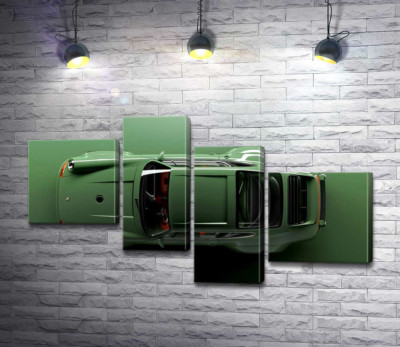  Зелёный Porsche 911, вид сверху