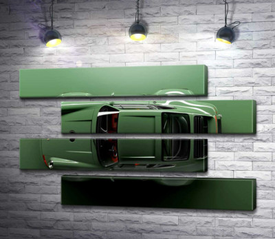 Модульна картина " Зелений Porsche 911, вид зверху"