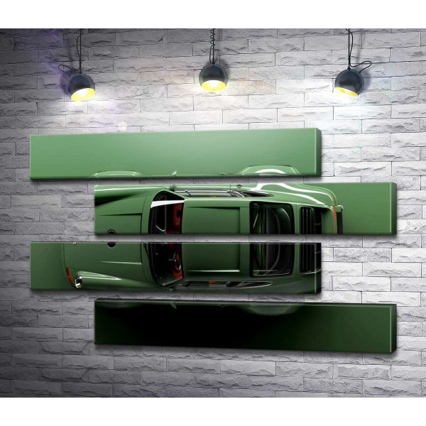  Зелёный Porsche 911, вид сверху
