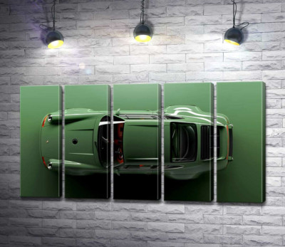 Модульная картина " Зелёный Porsche 911, вид сверху"