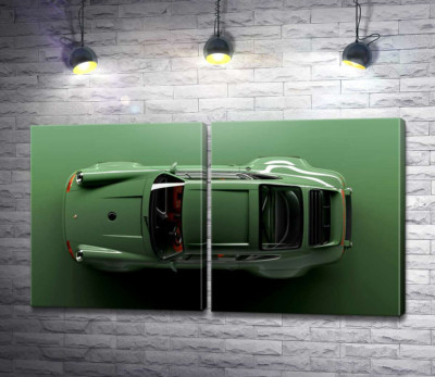 Модульная картина " Зелёный Porsche 911, вид сверху"