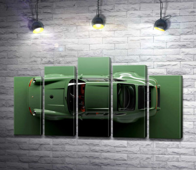 Модульна картина " Зелений Porsche 911, вид зверху"