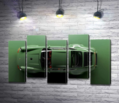 Модульная картина " Зелёный Porsche 911, вид сверху"
