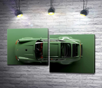 Модульная картина " Зелёный Porsche 911, вид сверху"