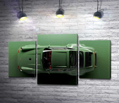 Модульна картина " Зелений Porsche 911, вид зверху"