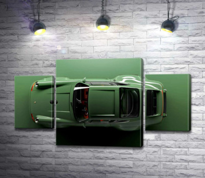 Модульна картина " Зелений Porsche 911, вид зверху"
