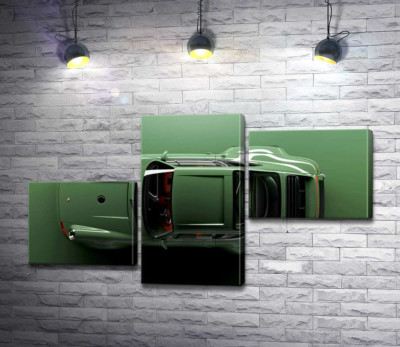 Модульна картина " Зелений Porsche 911, вид зверху"