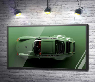 Постер " Зелёный Porsche 911, вид сверху"