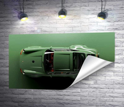  Зелёный Porsche 911, вид сверху