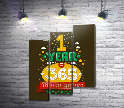 Модульна картина "Мотиваційний напис: "1 year = 365 opportunities""