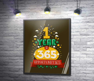 Постер "Мотиваційний напис: "1 year = 365 opportunities""