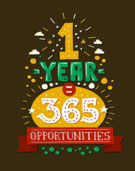 Мотивационная надпись: "1 year = 365 opportunities"