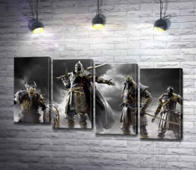 Модульная картина "Воины разных стран на постере игры For Honor"
