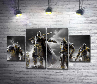 Модульна картина "Воїни різних країн на постері гри For Honor"