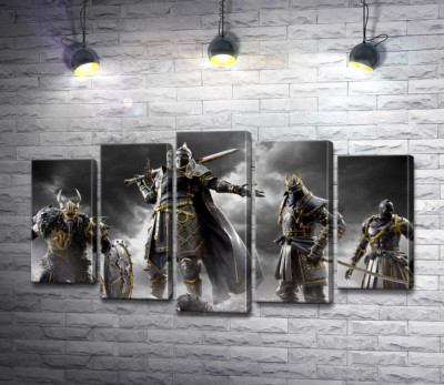 Модульная картина "Воины разных стран на постере игры For Honor"