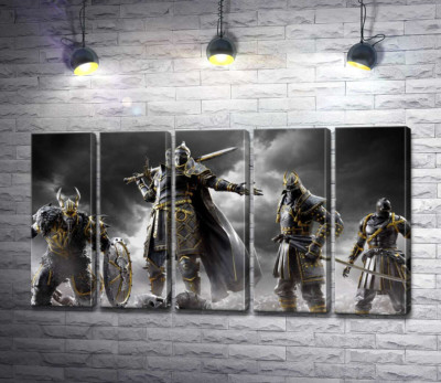 Модульная картина "Воины разных стран на постере игры For Honor"