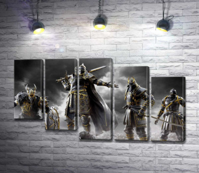 Модульная картина "Воины разных стран на постере игры For Honor"