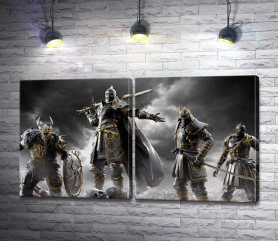 Модульная картина "Воины разных стран на постере игры For Honor"