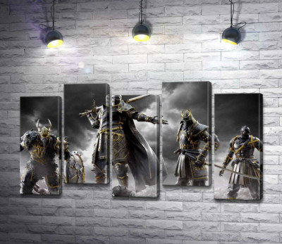 Модульная картина "Воины разных стран на постере игры For Honor"