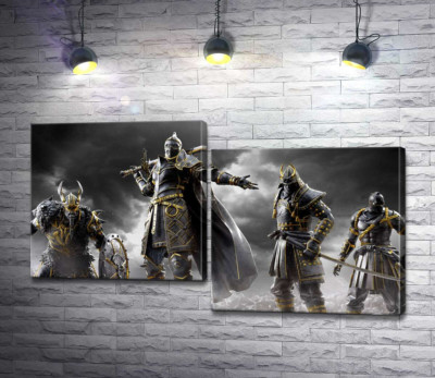 Модульна картина "Воїни різних країн на постері гри For Honor"