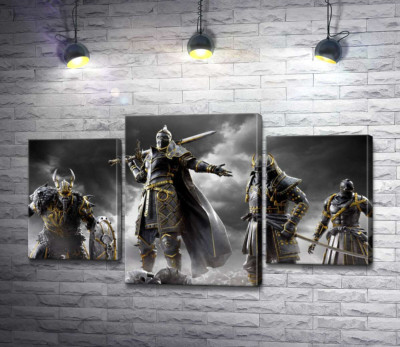 Модульна картина "Воїни різних країн на постері гри For Honor"