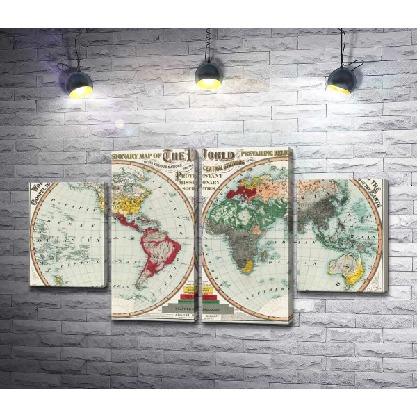 Старинная миссионерская карта мира